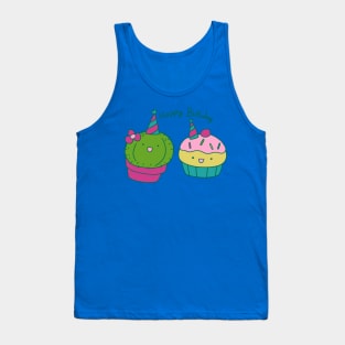 Cactus and Cupcake Happy Birthday Tank Top